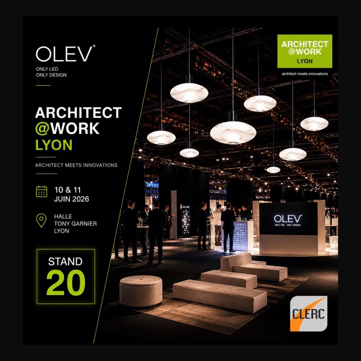 L'Agence Clerc sera présente aux côtés d'OLEV lors du salon Architect@Work Lyon 2026.